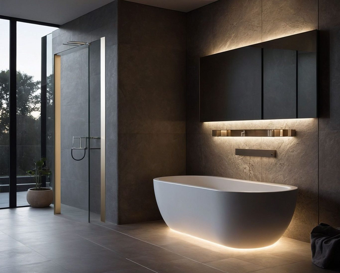 Modern Badezimmer mit eleganten Beleuchtungselementen 